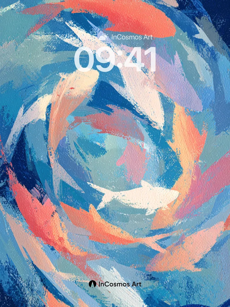 Whirlpool Koi Wallpaper with Brushstroke Currents