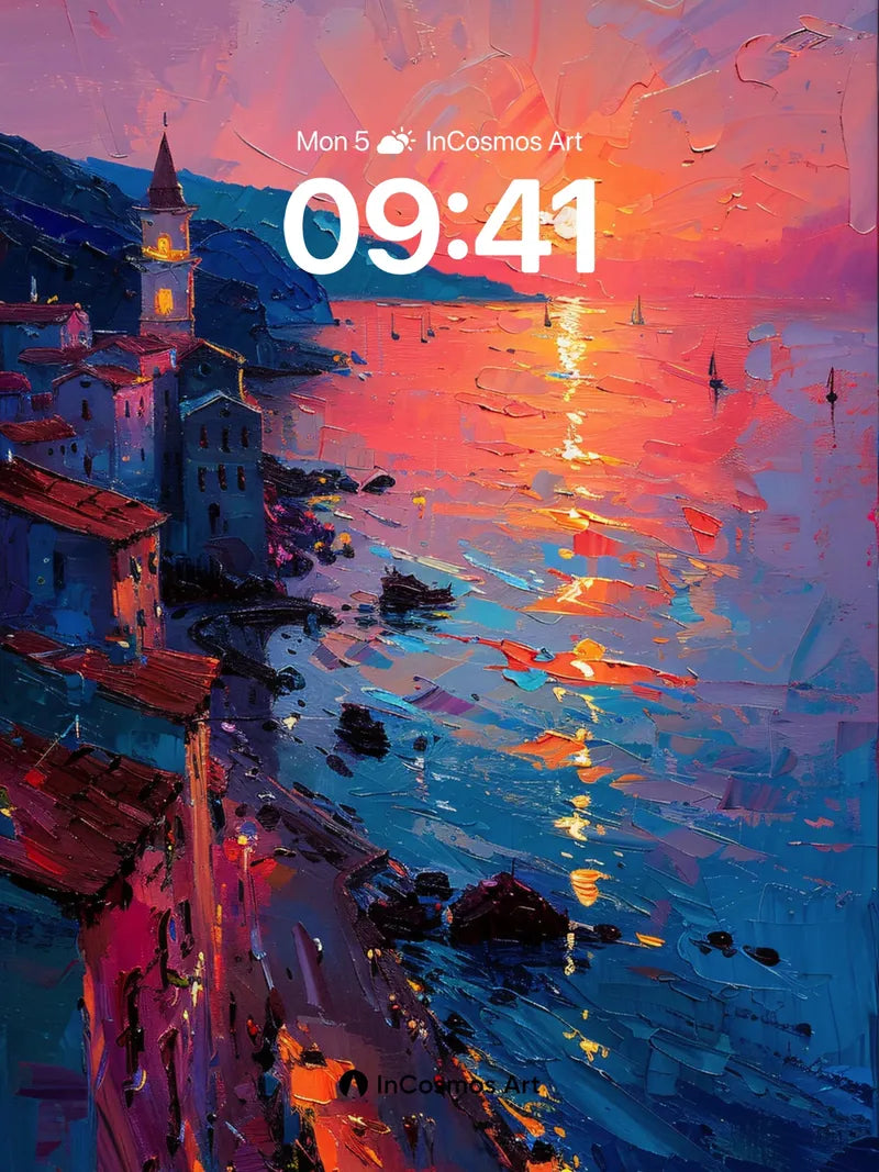 Crimson Horizon Wallpaper with Sunlit Reflections wallpaper for iPhone, iPad & Mac