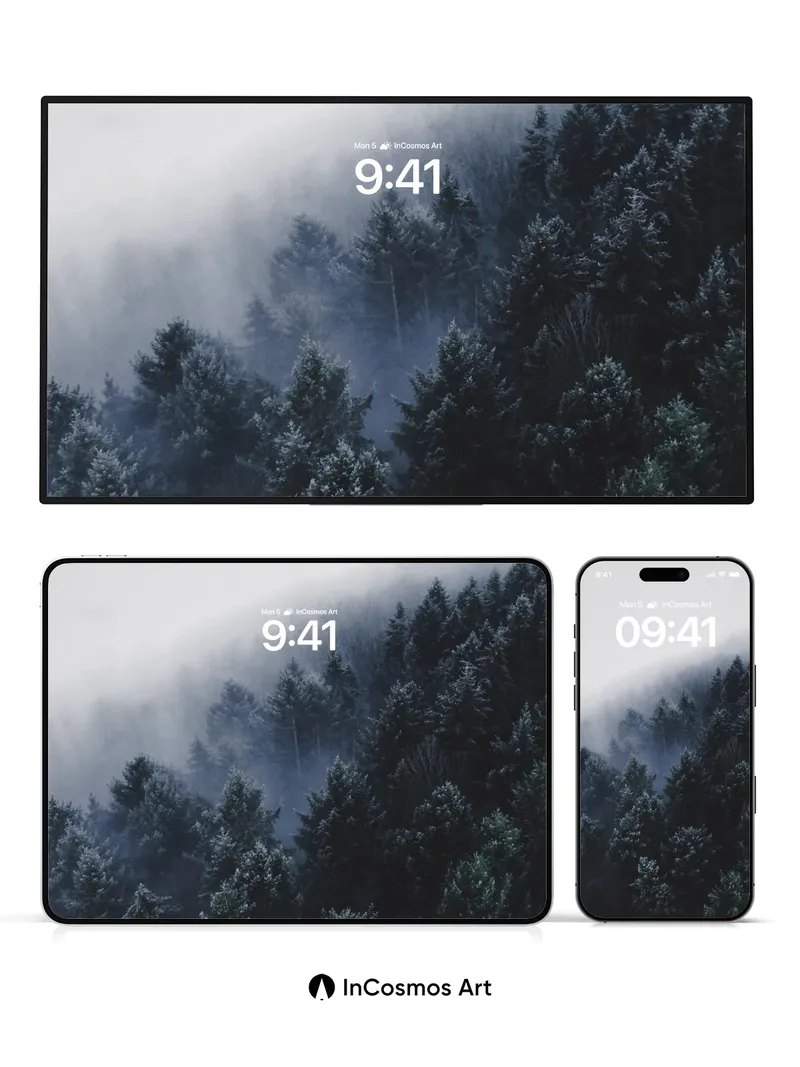 Misty Canopy Wallpaper with Whispering Pines