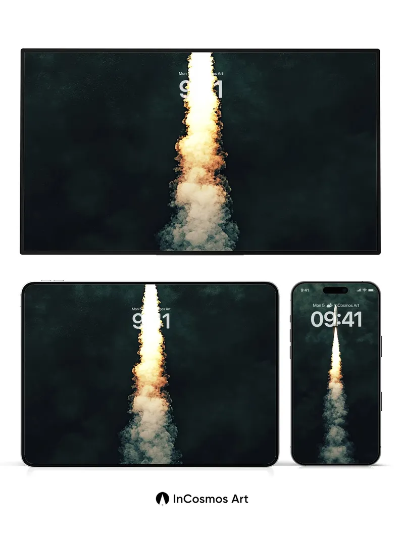 Ascendant Flame Wallpaper with Cosmic Trail