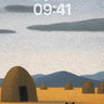 Serenity in Haystack Fields Wallpaper with Watchful Cat wallpaper for iPhone, iPad & Mac