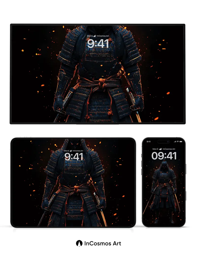 Shadowed Samurai Wallpaper with Ember Glow