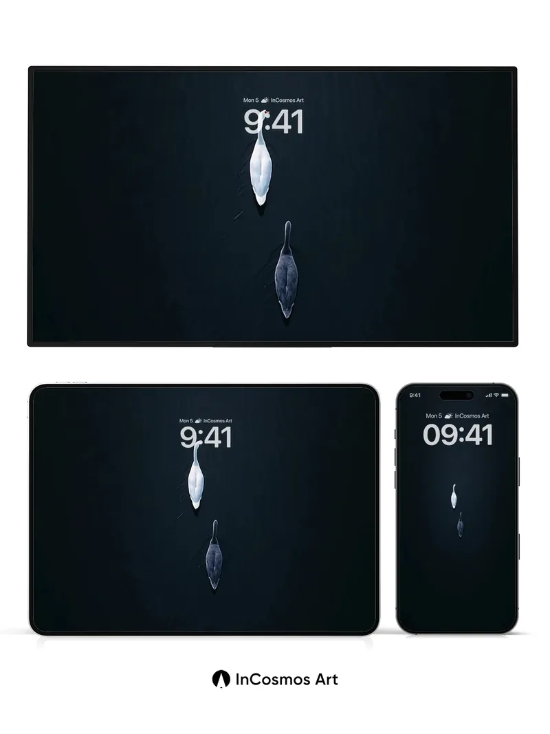 Nocturnal Float Wallpaper with Ethereal Ducks