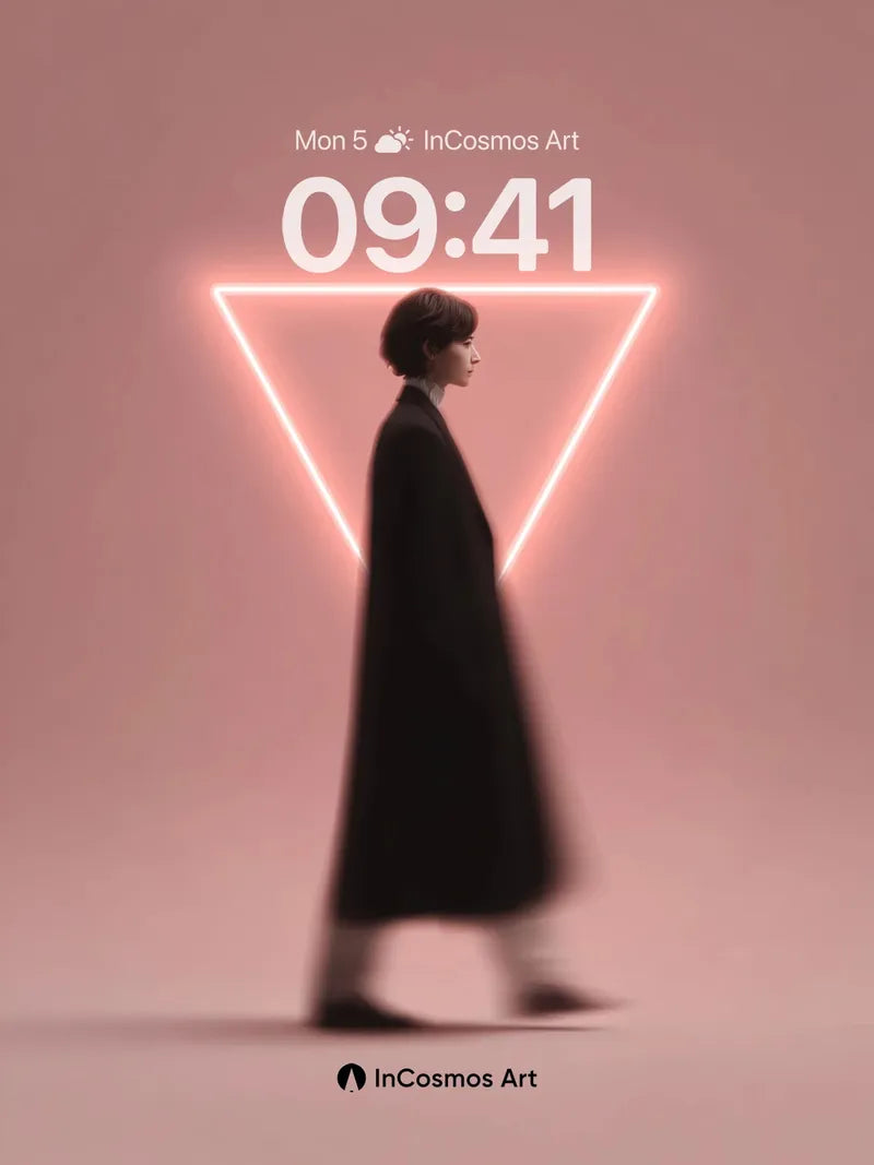 Neon Silence Wallpaper with Floating Geometry