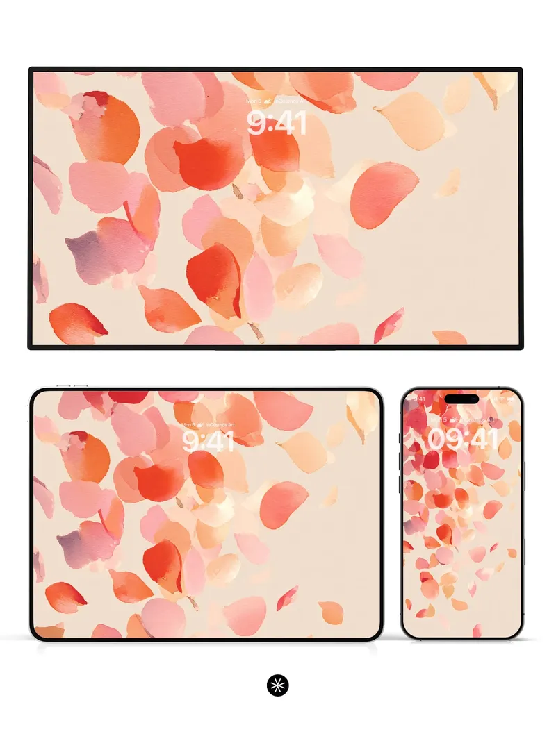 Soft Petal Cascade Wallpaper in Warm Haze