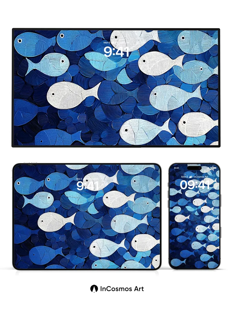 Deep Currents Wallpaper with Whispering Fish