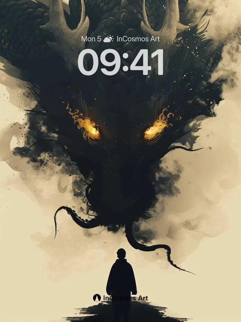 Shadowed Gaze Wallpaper with Celestial Dragon wallpaper for iPhone, iPad & Mac