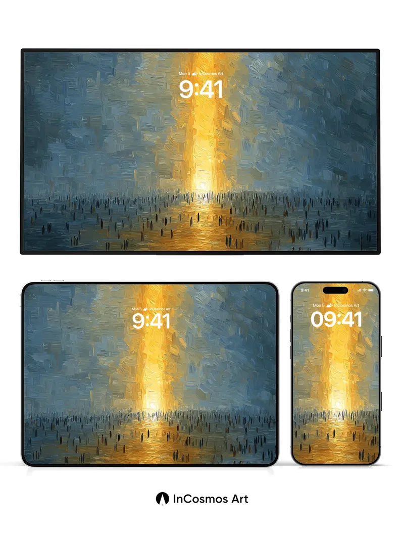 Golden Rift Wallpaper with Whispering Crowds