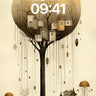 Suspended Haven Wallpaper with Hanging Homes wallpaper for iPhone, iPad & Mac