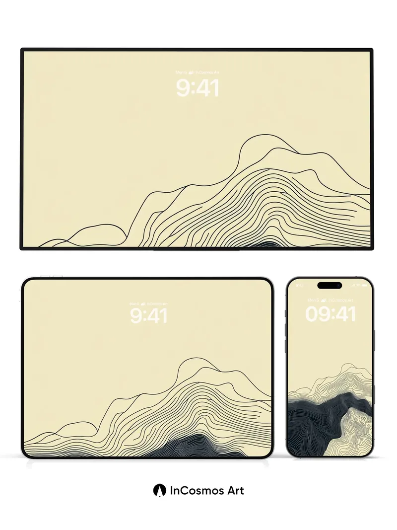 Silent Contour Wallpaper with Topographic Lines