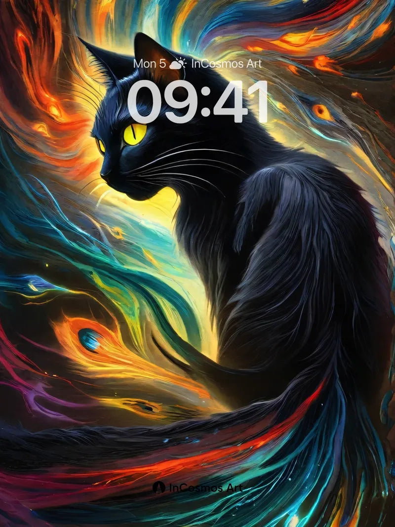 Cosmic Feline Wallpaper with Swirling Nebula Tail wallpaper for iPhone, iPad & Mac