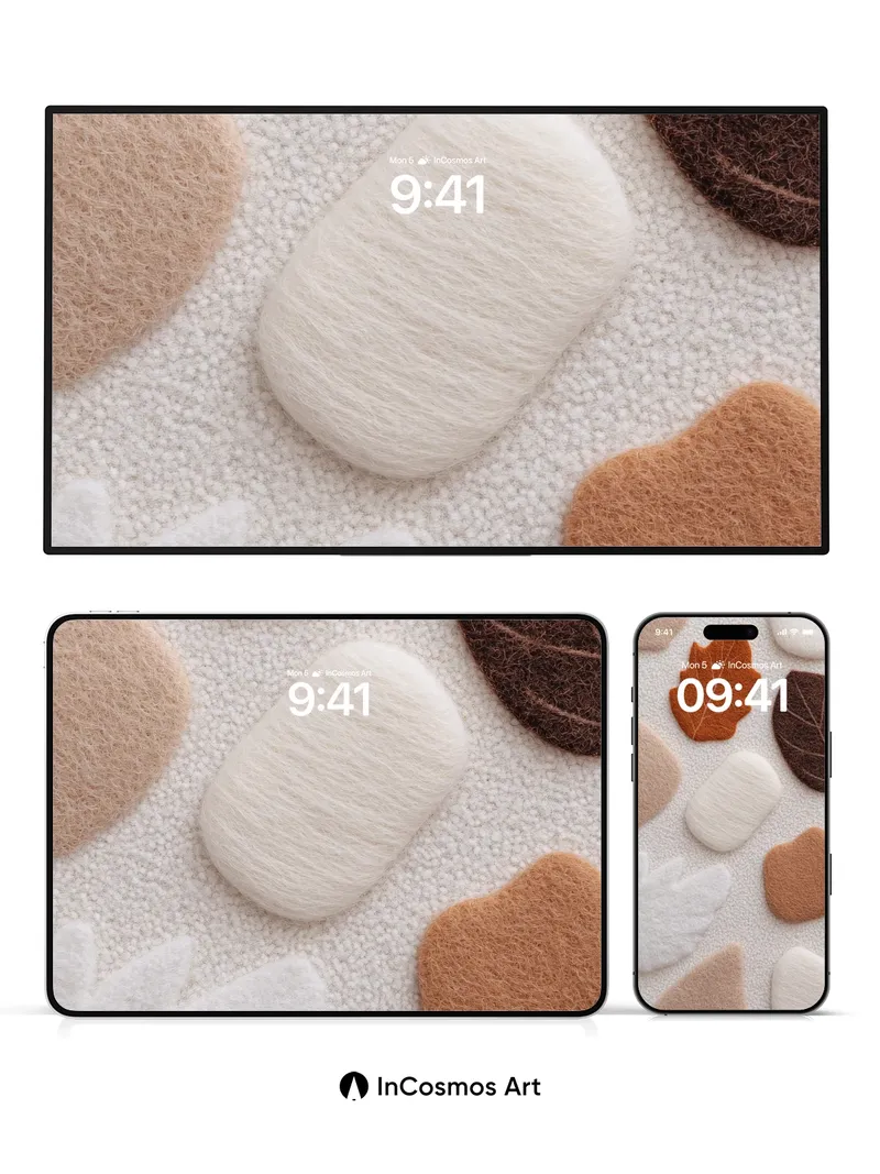 Autumn Hush Wallpaper with Felted Leaves