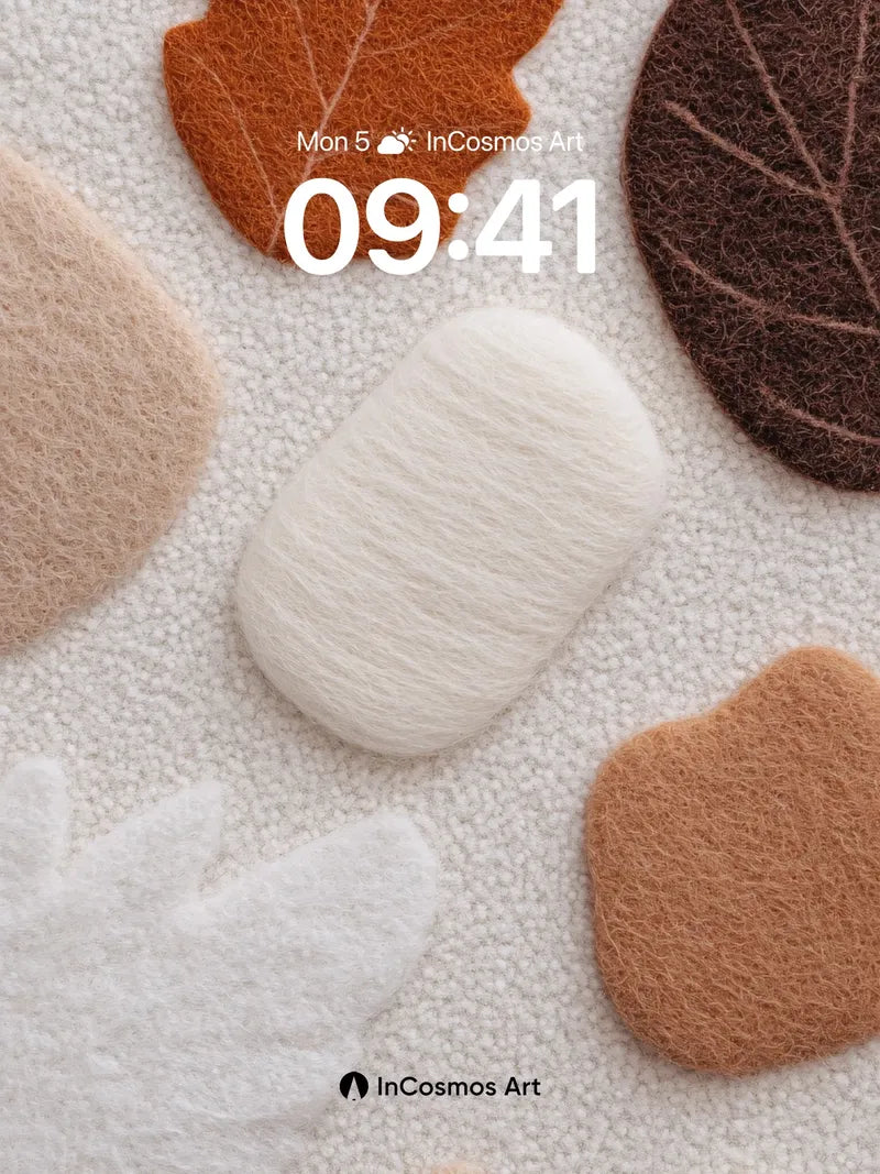 Autumn Hush Wallpaper with Felted Leaves