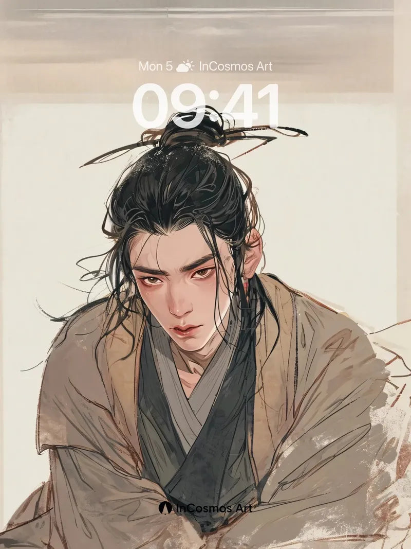 Muted Ink Portrait Wallpaper with Ancient Grace