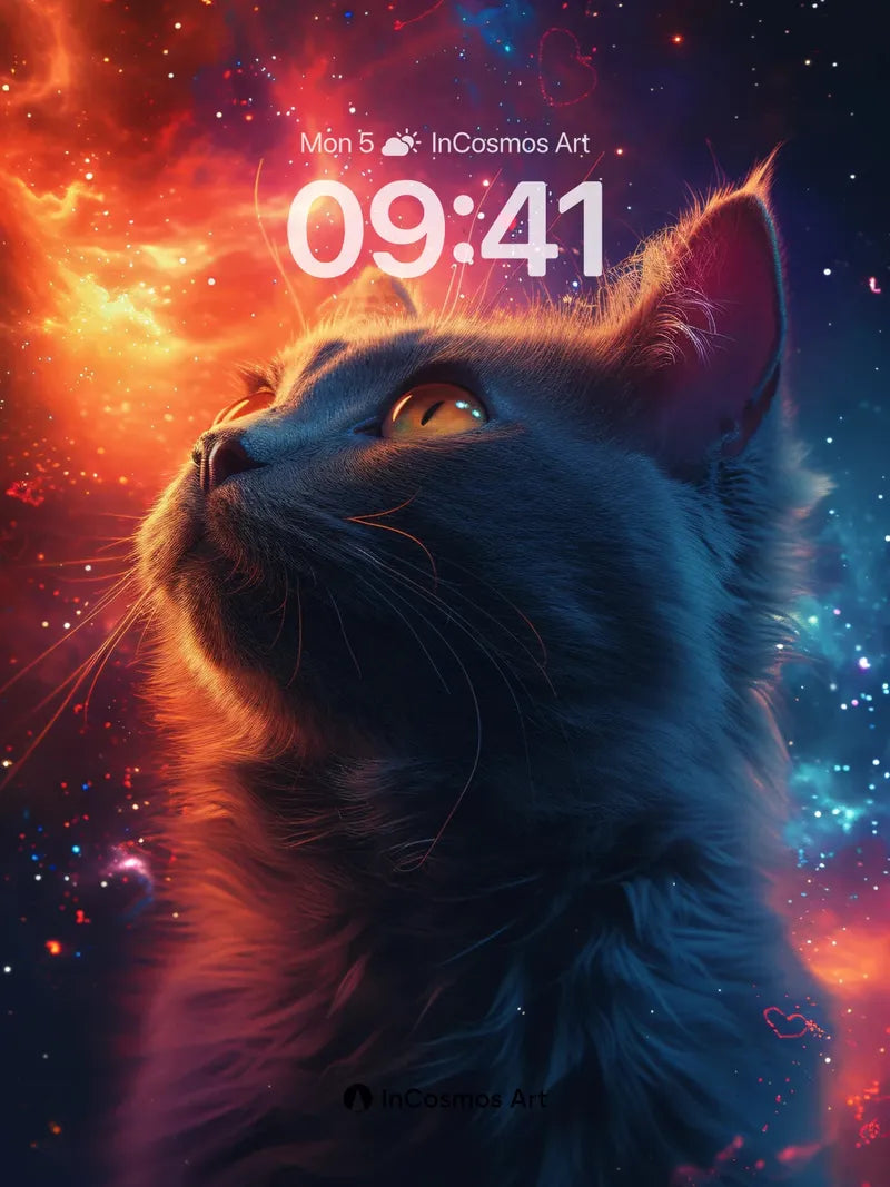 Cosmic Whisker Wallpaper with Starlit Gaze wallpaper for iPhone, iPad & Mac