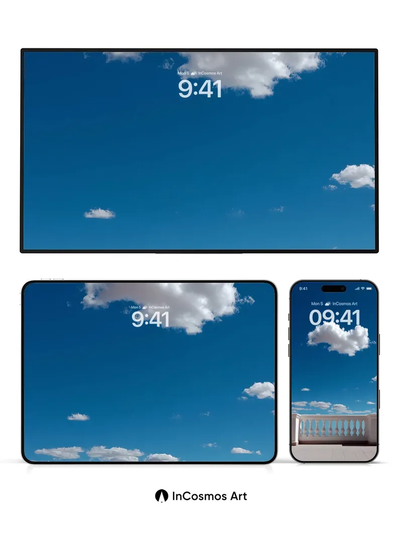 Serenity Balcony Wallpaper with Floating Cloud Heart