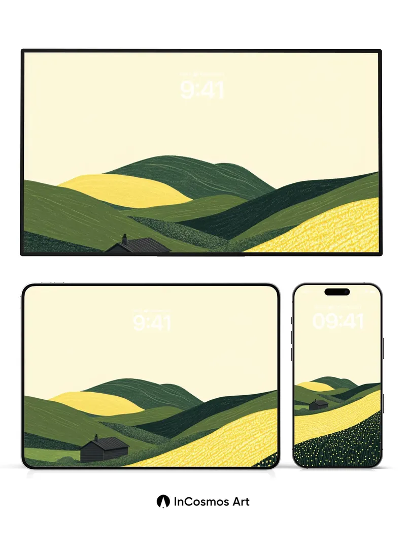 Golden Hush Wallpaper with Rolling Fields