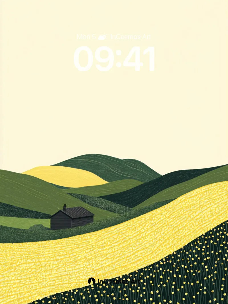 Golden Hush Wallpaper with Rolling Fields