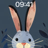 Whispering Blue Rabbit Wallpaper with Midnight Leaves wallpaper for iPhone, iPad & Mac