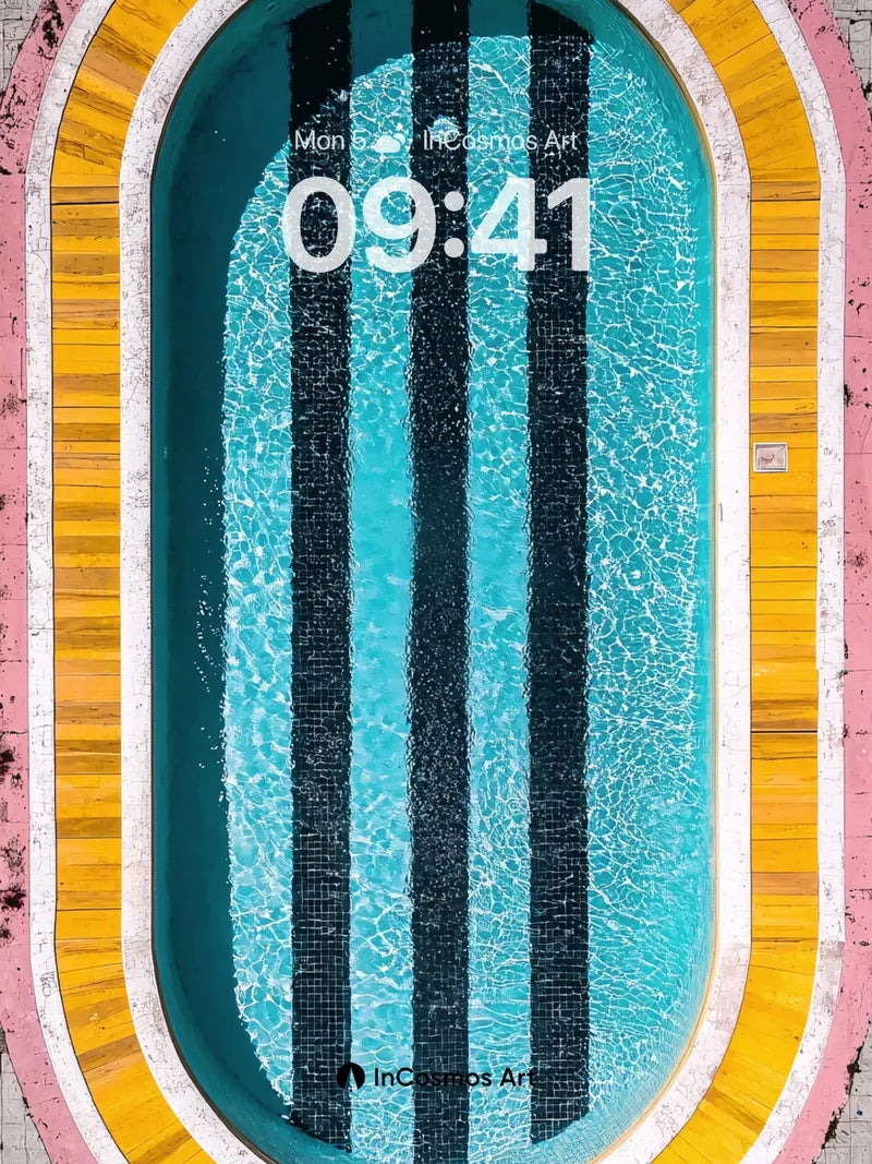 Sunlit Stripe Wallpaper with Poolside Geometry