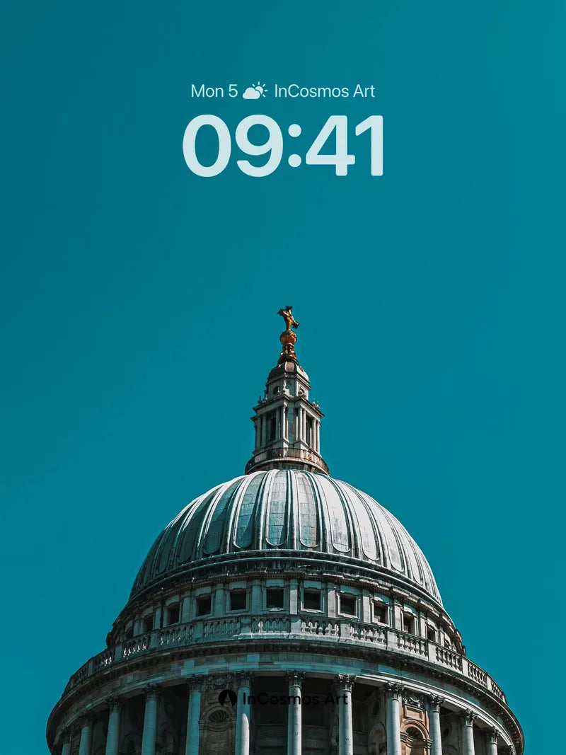 Cerulean Dome Wallpaper with Golden Crown