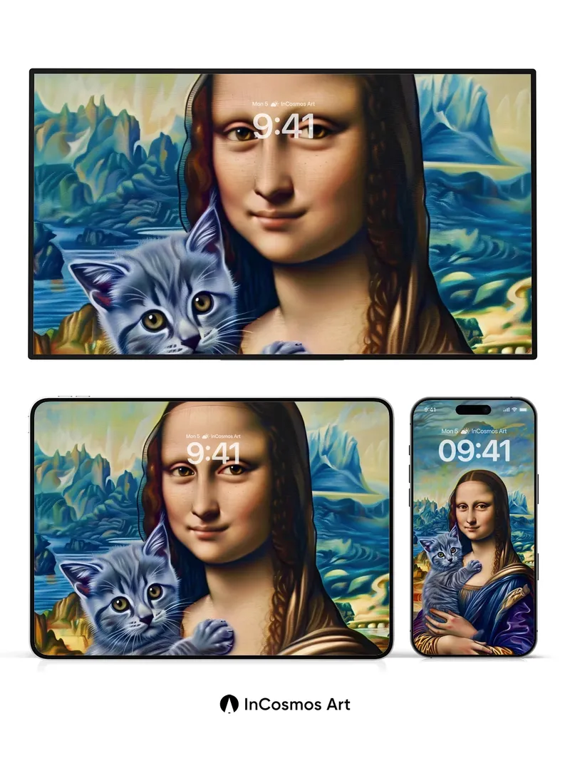 Mystic Serenity Wallpaper with Feline Whispers