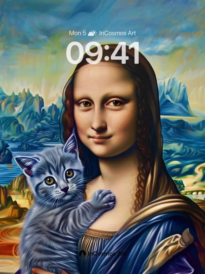 Mystic Serenity Wallpaper with Feline Whispers