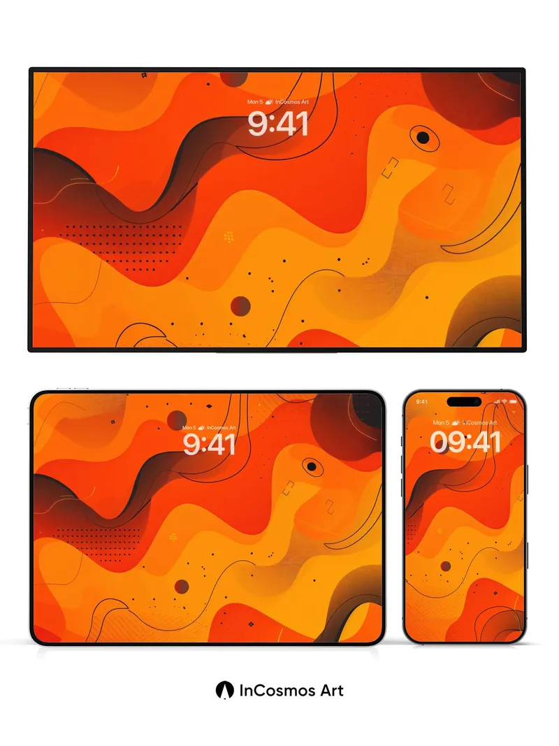 Fiery Pulse Wallpaper with Hidden Lines