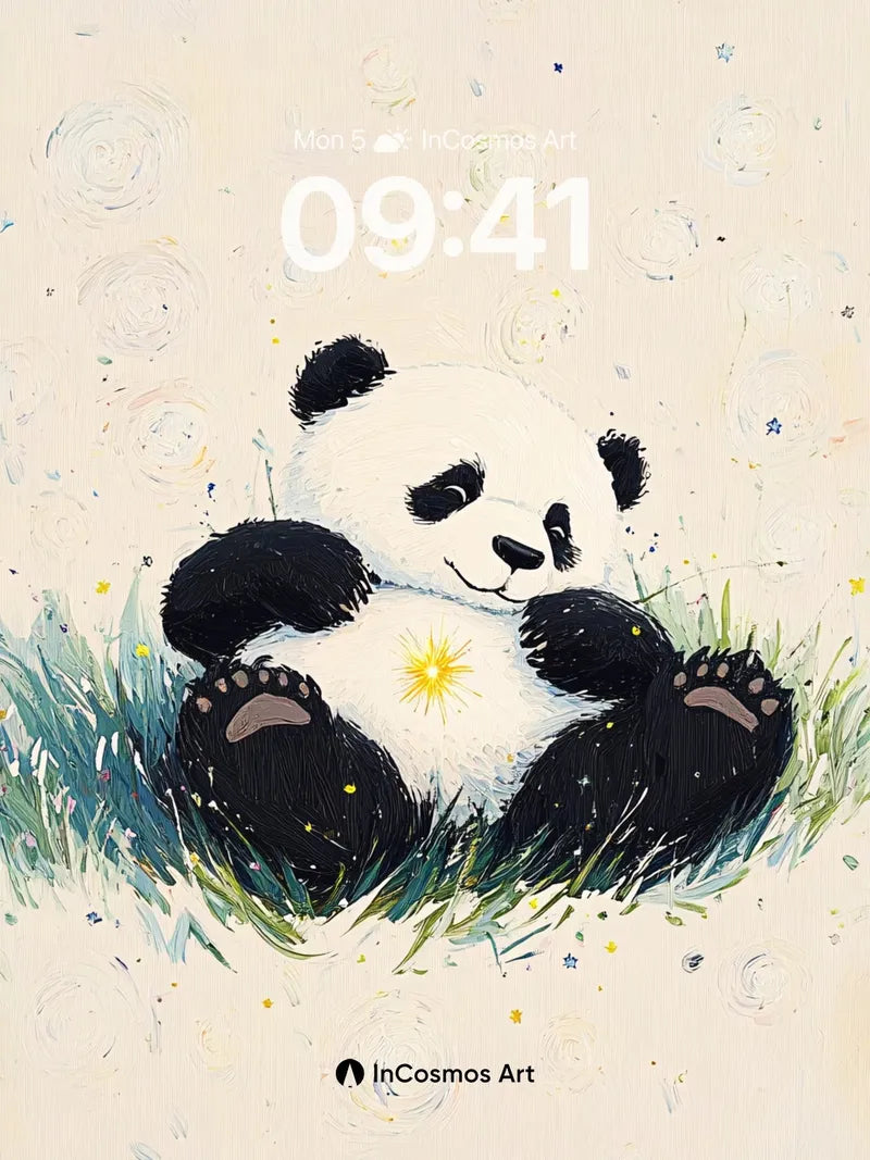 Whimsical Panda Wallpaper with Starlight Paws