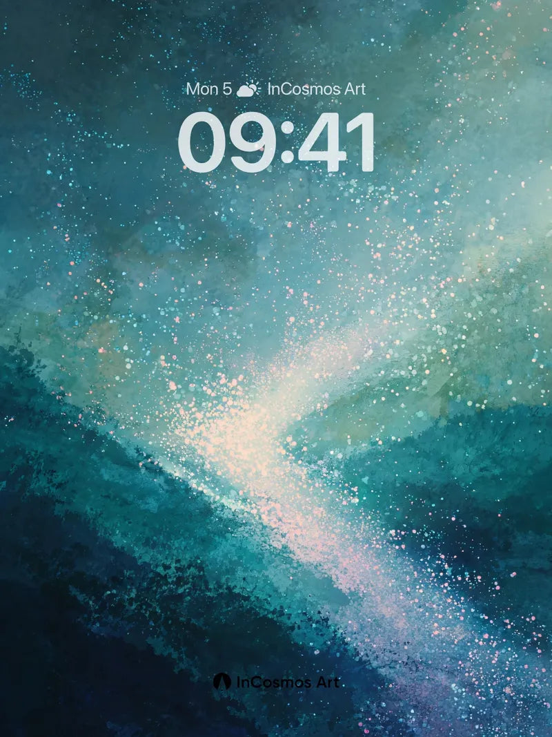 Deep Sea Starlight Background in Teal Mist wallpaper for iPhone, iPad & Mac