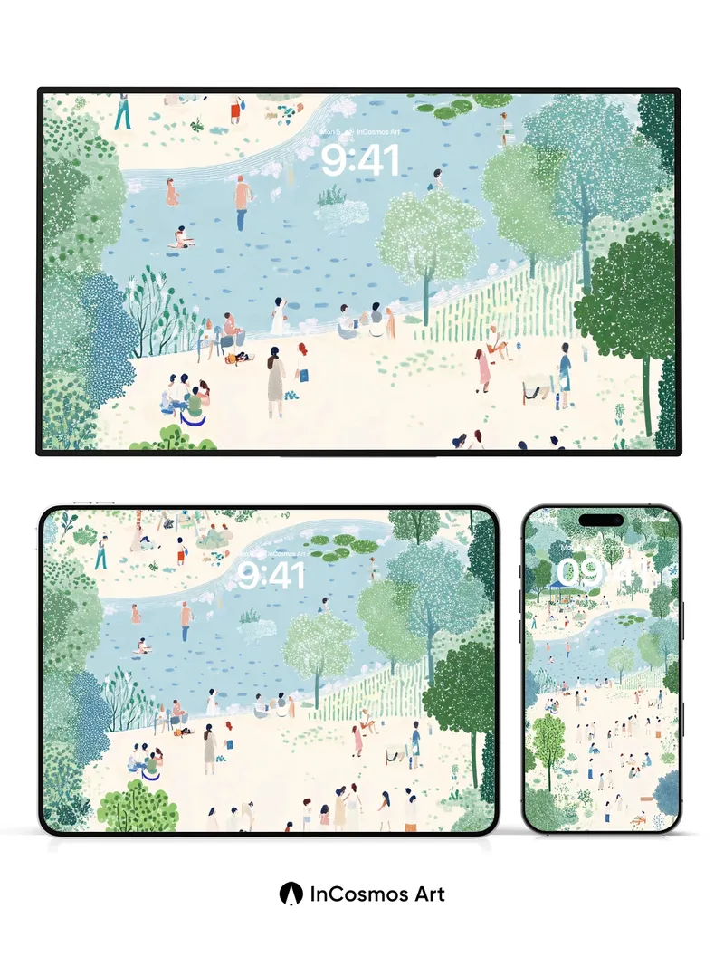 Serene Grove Wallpaper with Whimsical Paths