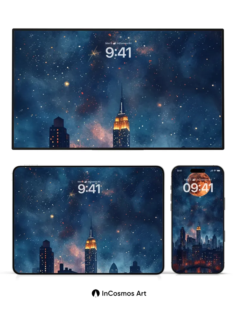 Crimson Moonlight Wallpaper with City Pulse