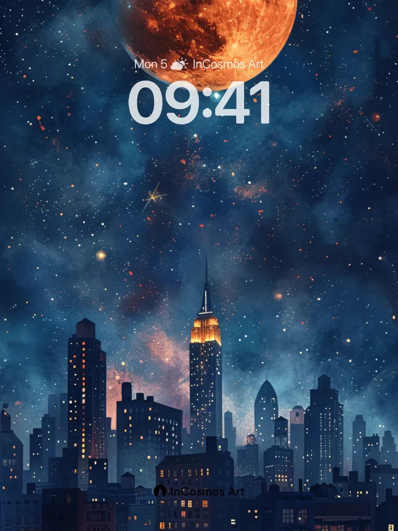 Crimson Moonlight Wallpaper with City Pulse