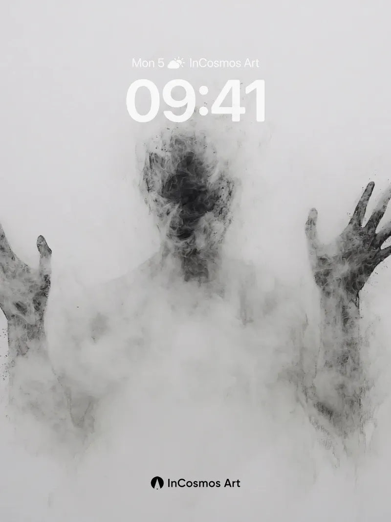 Shadowed Emergence Wallpaper with Ethereal Hands