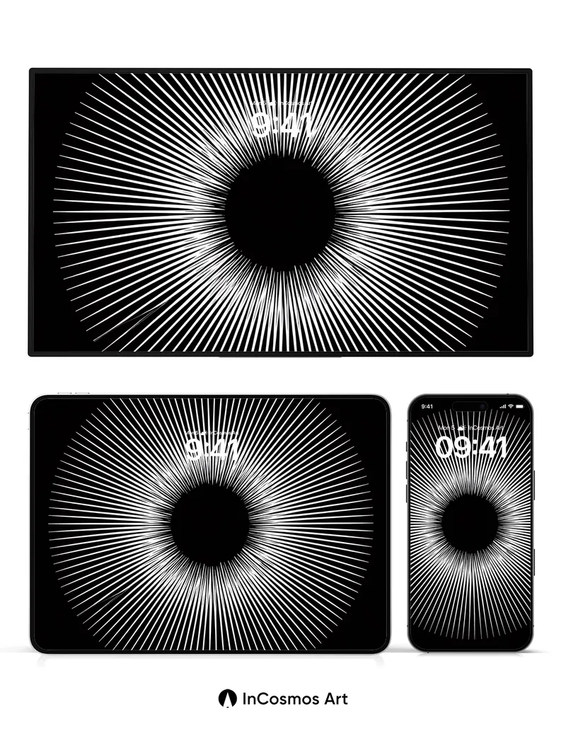 Radiant Void Wallpaper with Starburst Lines