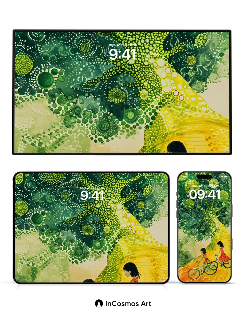 Whispering Canopy Wallpaper with Dotted Dreams