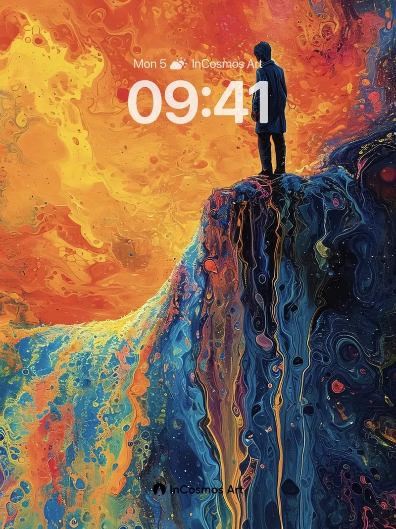 Cosmic Solitude Wallpaper with Liquid Sky