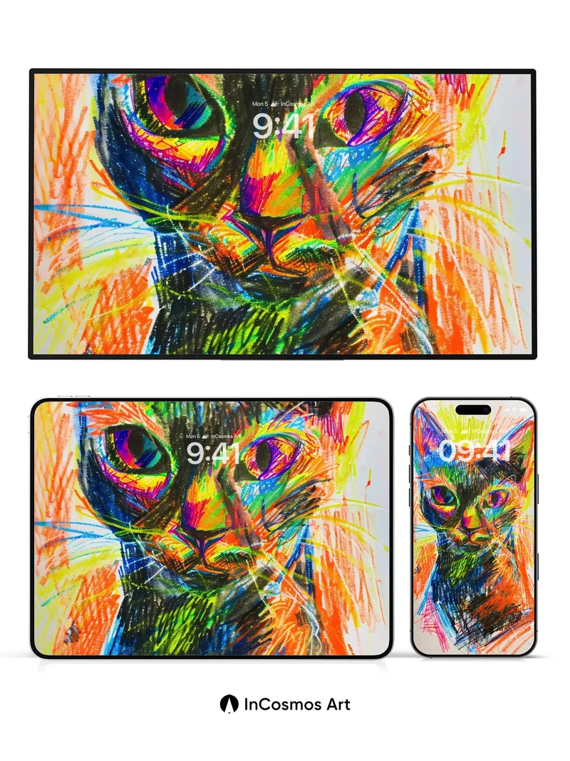 Neon Mirage Wallpaper with Chromatic Whiskers