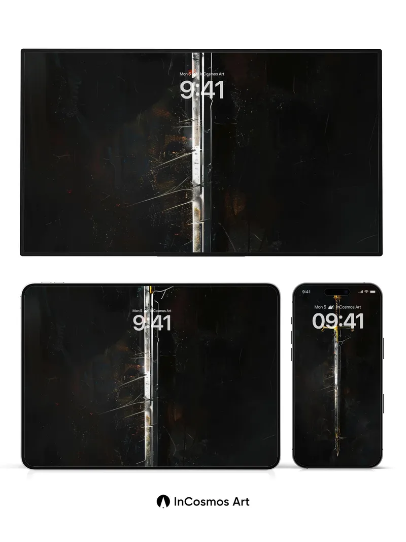 Shadowed Steel Wallpaper with Golden Embers