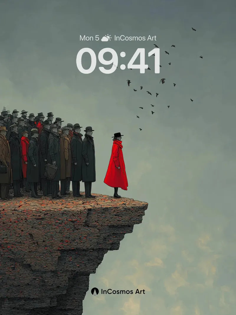 Solitary Red Cloak Wallpaper on Edge of Silence wallpaper for iPhone, iPad & Mac