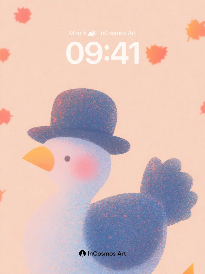 Whimsical Autumn Wallpaper with Feathered Gentleman