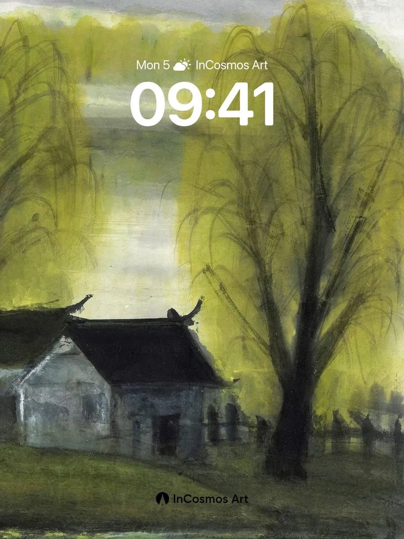 Whispering Willow Wallpaper with Misty Reflections