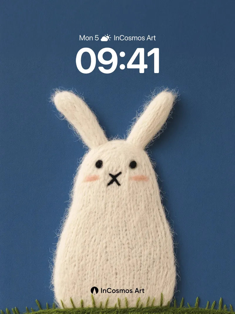 Whispering Wool Rabbit Wallpaper with Grass Edge