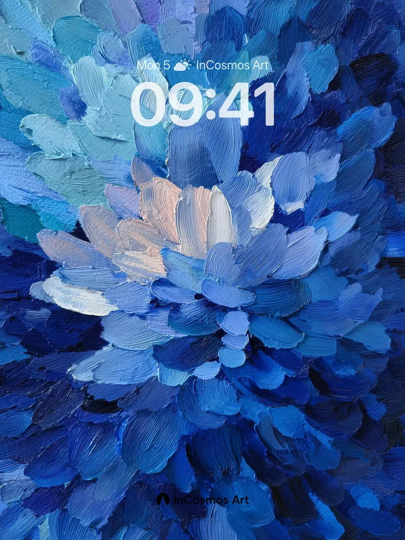 Cobalt Bloom Wallpaper with Textured Petals
