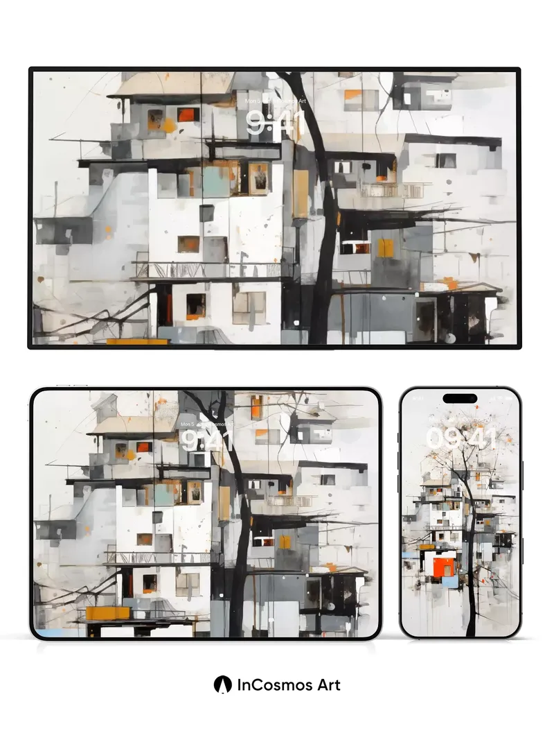 Silent Cityscape Wallpaper with Whispering Branches