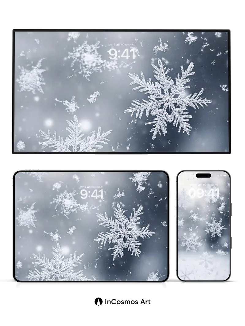 Frost Whisper Wallpaper with Snowflake Lattice