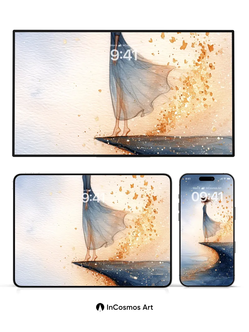 Golden Dust Wallpaper with Fluttering Wings