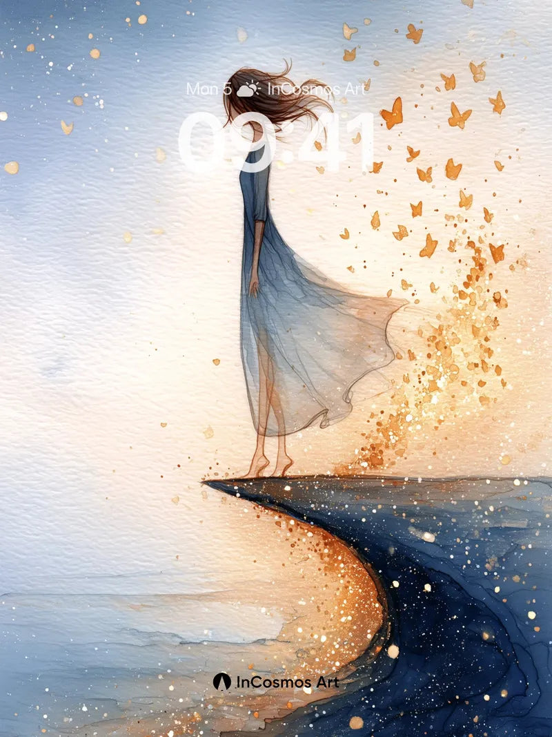 Golden Dust Wallpaper with Fluttering Wings