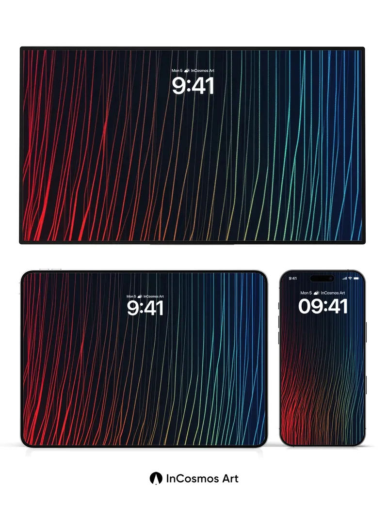 Neon Pulse Wallpaper with Wavy Light Trails