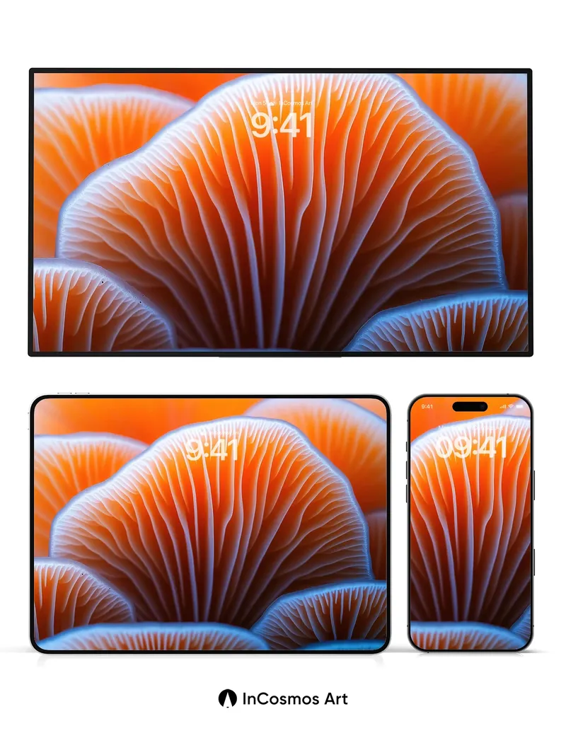 Glowing Fungi Wallpaper with Ethereal Veins